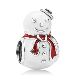 Pandora Happy Snowman Charm – Retired Sterling Silver Enamel Christmas Bead
